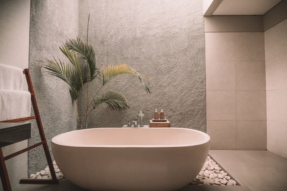 A finished bathroom with a freestanding bath (illustrative example)
