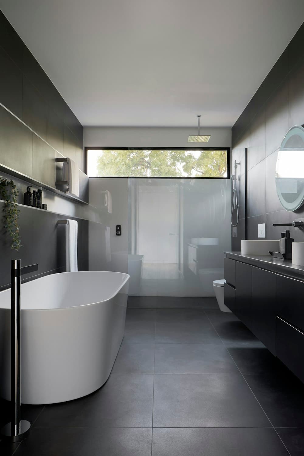 A compact ensuite with a vanity unit (illustrative example)